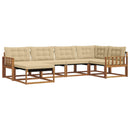 Udendørs sofagruppe med pude 6 pcs Naturlig og Beige