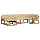 Udendørs sofagruppe med pude 6 pcs Naturlig og Beige