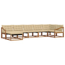 Udendørs sofagruppe med pude 7 pcs Naturlig og Beige