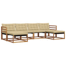 Udendørs sofagruppe med pude 6 pcs Naturlig og Beige