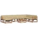 Udendørs sofagruppe 9 pcs Naturlig og Beige Massivt Akacietræ