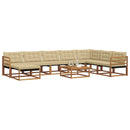 Udendørs sofagruppe 9 pcs Naturlig og Beige Massivt Akacietræ