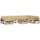 Udendørs sofagruppe 9 pcs Naturlig og Beige Massivt Akacietræ