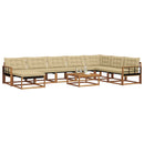 Udendørs sofagruppe 9 pcs Naturlig og Beige Massivt Akacietræ