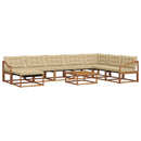 Udendørs sofagruppe 9 pcs Naturlig og Beige Massivt Akacietræ