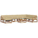 Udendørs sofagruppe 9 pcs Naturlig og Beige Massivt Akacietræ