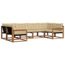 Udendørs sofagruppe med pude 6 pcs Naturlig og Beige