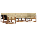 Udendørs sofagruppe med pude 6 pcs Naturlig og Beige