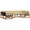 Udendørs sofagruppe med pude 6 pcs Naturlig og Beige