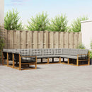 Udendørs sofagruppe med pude 9 pcs Naturlig og Lys Grå