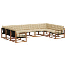 Udendørs sofagruppe med pude 9 pcs Naturlig og Beige