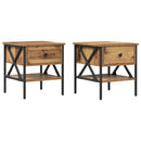 Sengebord med skuffe 2 pcs Gammelt træ 40 x 42 x 45 cm