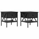 Sengebord 2 pcs Sort eg 40 x 42 x 45 cm Laminat træ og metal