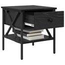 Sengebord 2 pcs Sort eg 40 x 42 x 45 cm Laminat træ og metal