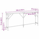 Konsolbord Sort eg 180 x 23 x 75 cm Laminat træ og metal