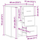 Sideboard Gammelt træ 60 x 31 x 70 cm Konstrueret træ