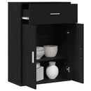 Sideboard med skuffe Sort eg 60 x 30 x 84 cm Konstrueret træ
