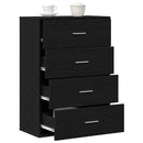Sideboard med skuffe Sort eg 60 x 31 x 84 cm Konstrueret træ