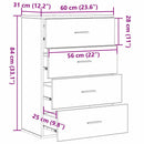 Sideboard med skuffe Sort eg 60 x 31 x 84 cm Konstrueret træ