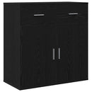 Sideboard med skuffe Sort eg 78 x 38 x 80 cm Konstrueret træ