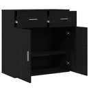 Sideboard med skuffe Sort eg 78 x 38 x 80 cm Konstrueret træ