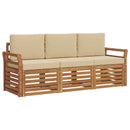 Sofasæt med pude 3 pcs Naturlig og Beige Massivt Akacietræ
