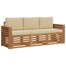 Sofasæt med pude 3 pcs Naturlig og Beige Massivt Akacietræ