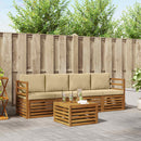 Udendørs sofagruppe 5 pcs Naturlig og Beige Massivt Akacietræ