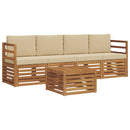 Udendørs sofagruppe 5 pcs Naturlig og Beige Massivt Akacietræ
