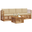 Udendørs sofagruppe 5 pcs Naturlig og Beige Massivt Akacietræ