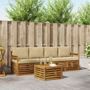 Udendørs sofagruppe 5 pcs Naturlig og Beige Massivt Akacietræ
