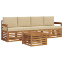 Udendørs sofagruppe 5 pcs Naturlig og Beige Massivt Akacietræ
