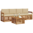 Udendørs sofagruppe 5 pcs Naturlig og Beige Massivt Akacietræ
