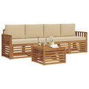 Udendørs sofagruppe 5 pcs Natur og Beige Massivt Akacietræ