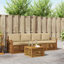 Udendørs sofagruppe 5 pcs Naturlig og Beige Massivt Akacietræ