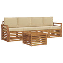 Udendørs sofagruppe 5 pcs Naturlig og Beige Massivt Akacietræ