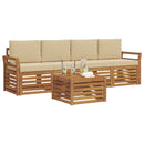Udendørs sofagruppe 5 pcs Naturlig og Beige Massivt Akacietræ