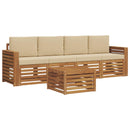 Udendørs sofagruppe 5 pcs Naturlig og Beige Massivt Akacietræ