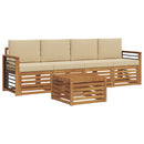 Udendørs sofagruppe 5 pcs Naturlig og Beige Massivt Akacietræ