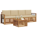 Udendørs sofagruppe 5 pcs Naturlig og Beige Massivt Akacietræ
