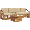 Udendørs sofagruppe 5 pcs Natur og Beige Massivt Akacietræ
