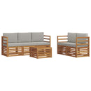 Sofasæt med pude 6 pcs Naturlig og Lys Grå Massivt Akacietræ