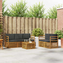 Sofasæt med pude 6 pcs Naturlig og Antracit Massivt Akacietræ