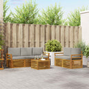 Sofasæt med pude 6 pcs Naturlig og Lys Grå Massivt Akacietræ