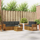 Sofasæt med pude 6 pcs Naturlig og Antracit Massivt Akacietræ