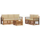 Sofasæt med pude 6 pcs Naturlig og Beige Massivt Akacietræ