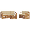 Sofasæt med pude 6 pcs Naturlig og Beige Massivt Akacietræ