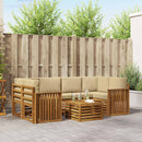 Udendørs sofagruppe 7 pcs Naturlig og Beige Massivt Akacietræ