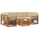 Udendørs sofagruppe 7 pcs Naturlig og Beige Massivt Akacietræ
