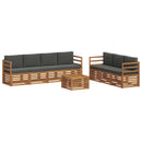 Sofasæt med pude 8 pcs Naturlig og Antracit Massivt Akacietræ